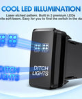 Push Button Ditch Lights Switch 12V On Off With Wire Harness Kit 1.54 By 0.83 Inches LED illumination