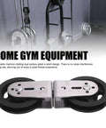 Rotating Double Pulley Cable Machine for your home gym setup, showing durable dual pulleys in silver and black for silent operation.