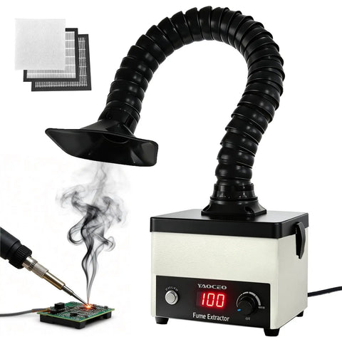 Desktop Solder Fume Extractor With 3 Stage HEPA Carbon Filtration Adjustable Speed Beefy 71 CFM Suction for soldering smoke removal