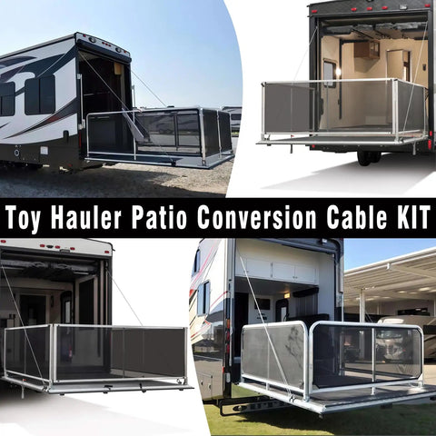 Conversion Cable Kit For Toy Hauler Patio Doors And RV Patio Accessories 109 Inch Length Durable Outdoor Grade Brackets With Weatherproof Coating And No Fuss Quick Easy Install