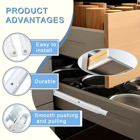 Heavy Duty 14 Inch Drawer Slide Kit With Steel Tracks And Soft Close Silent Runners Built To Last For Cabinets And Dressers Bottom Or Side Mount Glides Replacement For Everyday Use And Heavy Load Drawer Drawers, installed on a cabinet drawer