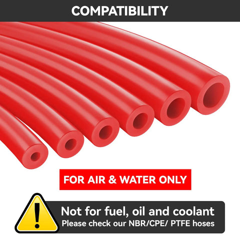Red Silicone Vacuum Hose Kit 6 Piece Multi Size Tubing Set With One Eighth Inch To Three Eighths Inch For Auto Engine Air And Water