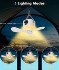 Portable Tent Fan With Built In Lights And Remote USB Rechargeable Camping Fan Wireless Tent Fan With 4 Speeds And Timer