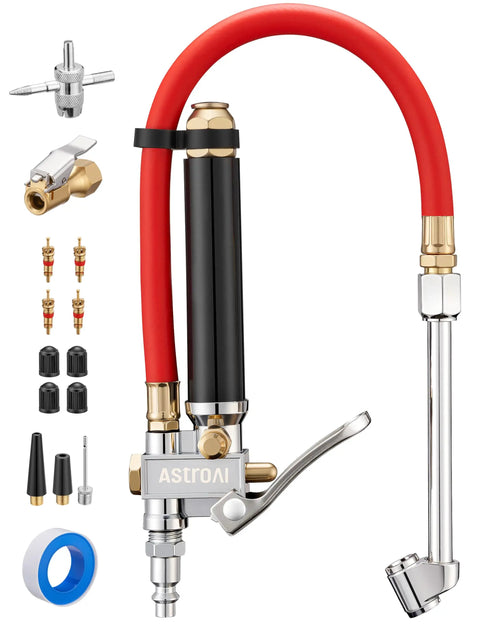 Beefed Up Heavy Duty Tire Pressure Gauge With Inflator And Dual Head Chuck 10-120 PSI Range ANSI B40.1 Accurate Air Chuck