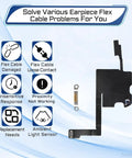 Earpiece Flex Cable Replacement For iPhone 15 Pro Series A3102 A2848 A3101 A3104 - DIY Fix To Restore Crisp Calls, Accurate Ambient Light Sensor, Durable Build, Easy Install For Your Phone., black flex cable shown with ambient light sensor contact