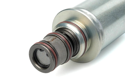 Close-up of Chelsea 380123-12 Hydraulic Solenoid Valve for Powershift PTO, metal cartridge detail with mesh filter exposed