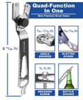 Beefy All In One Angle Grinder Wrench With Bottle Opener And Flat Head Screwdriver, Multi Tool Pin Spanner, A3 Steel Nickel Plated