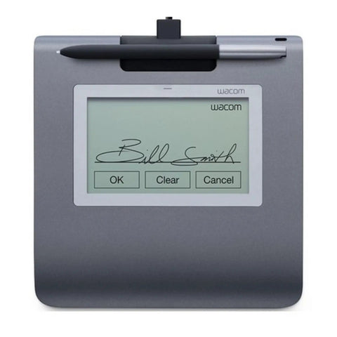 Slick Low Profile Signature Pad With A Sharp 4.5 Inch Monochrome Screen Built For Hassle Free Digital Signing On Pc And Mac showing a user signature.