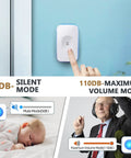 Image showing Long Range Wireless Doorbell Kit With 1200 Feet Range in use, highlighting silent mode and high volume mode.
