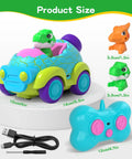 Dinosaur Themed Toddler Remote Control Car With Lights And Music Rechargeable RC Vehicle For Ages 2 3 4 Includes Detachable Dinosaur Figures