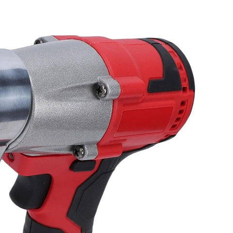 Close-up of Cordless Electric Metal Shears With 360 Degree Rotating Head Cordless Variable Speed Cutting for precise metal cutting.