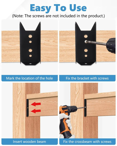 Heavy Duty 2x4 Fence Bracket Set For Wood Rails And Deck Railings 20 Pack Black 2x4 Post Brackets 1mm Thick 18 Gauge Screws Not Included Built Tough Steel For Long Lasting Outdoor Use