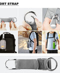 Gray Grab And Go Travel Strap With D Ring Hooks And Buckle for Hands Free Convenience on Suitcases and Bags