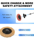 92 Piece 2 Inch Quick Change Sanding Discs Set With 1/4 Inch Roll Lock Pad shown with security torque spiral feature