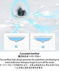 Concealed overflow feature of USZWBY Bathroom Vessel Sink Elegant Modern Wash Basin Above Counter Sink for safety.
