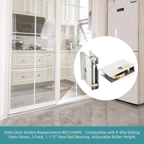 Sliding Patio Door Rollers Replacement Set With Two Rollers Per Set One And A Half Inch Steel Ball Bearing Rollers Adjustable Height