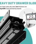 Beefy Heavy Duty Undermount Drawer Slides 16 Inch Full Extension Bottom Mounted Hidden Rails 260lb Ball Bearing Metal Tracks close-up