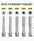Grab This Bad Boss 5 Pcs Extra Long Thin Wall Metric Socket Set In 8 To 14mm Sizes For Heavy Duty Impact Work That Crushes The Tough Stuff With Reliable Cr V Steel Performance, 5-piece 1/2-inch drive sockets 8-14mm