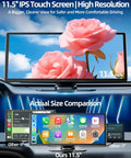 11.5 Inch Wireless Apple CarPlay Screen for cars, size comparison, dash mount, pink roses display