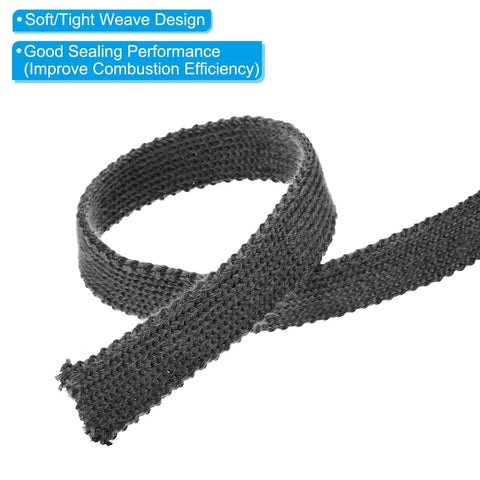PATIKIL wood stove gasket rope, two-piece flat graphite fiberglass, 1 in x 1/8 in x 73 in, black
