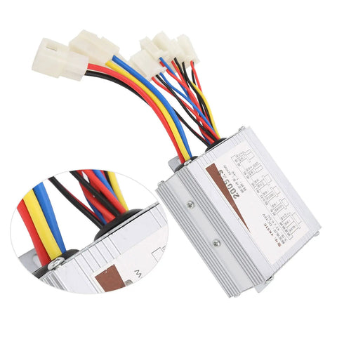 48V 500W Brushed Speed Controller With Throttle Grip For Universal Motors In Electric Vehicles Like E Tricycles Scooters And Mobility Aids With Aluminum Heat Dissipation Shell, wired view