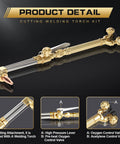 Acetylene Welding And Cutting Torch Kit For Home Garage Projects with brass torch, detailed view of valves and nozzles.