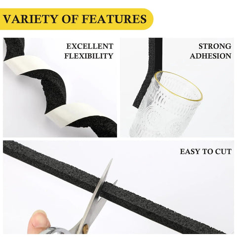 Window AC Seal Kit 1 By 1 Inch Neoprene Foam Tape Weather Stripping for snug fit, showing flexibility, adhesion, and cutability.