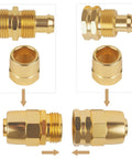 Two Pack 5/8 Inch Garden Hose Repair Kit With Aluminum Alloy Connectors showing male and female end menders