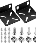 Adjustable Rack Mount Brackets For 17.3 Inch Wide Switches Quick Install Steel Rack Ears with bolts and nuts assembly.