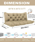 Replacement Cushions For Outdoor Furniture 60x40 Inch Waterproof Porch Bench Cushions For 2 To 3 Seaters With Ties And Backrest