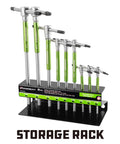 9 Piece Torx Star T Handle Hex Allen Key Wrench Set With Speed Sleeves For Fast Spin displayed in storage rack