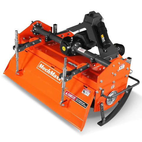 48 Inch Rotary Tiller For 3 Point Hitch Cat 1 And 2 Gear Drive With PTO Shaft Included And Slip Clutch Fits 25 To 50 HP Tractors MRT48