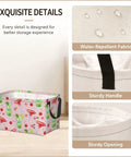 Genuine Rectangular Storage Basket For Zero Fuss Organization, Waterproof Fabric Bins With Fresh Print Vibes, showing water-repellent fabric and sturdy handles.