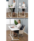 No Sweat Height Adjustable Laptop Desk with Smooth Glide Casters, Chic Minimalist Overbed Table shown in home office setup.