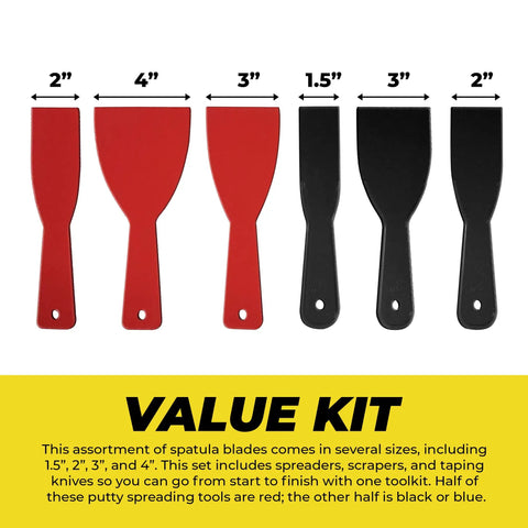 Six Piece Putty Knife Set With Flexible Scrapers For Spackling Patching And Painting Perfect For DIY Home Improvement Projects