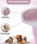 Small Slicker Brush For Dogs And Cats, Skin Friendly Deshedding Tool For Healthy Coats, Gentle Undercoat Groomer For Short And Long Haired Pets, Durable Stainless Pins, Perfect For Sensitive Pups. Pink brush close-up with curved stainless pins