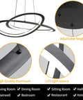 Modern Trefoil Ceiling Chandelier For Dining Room And Living Room, Adjustable Height And Color Temperature, Matte Black Detail