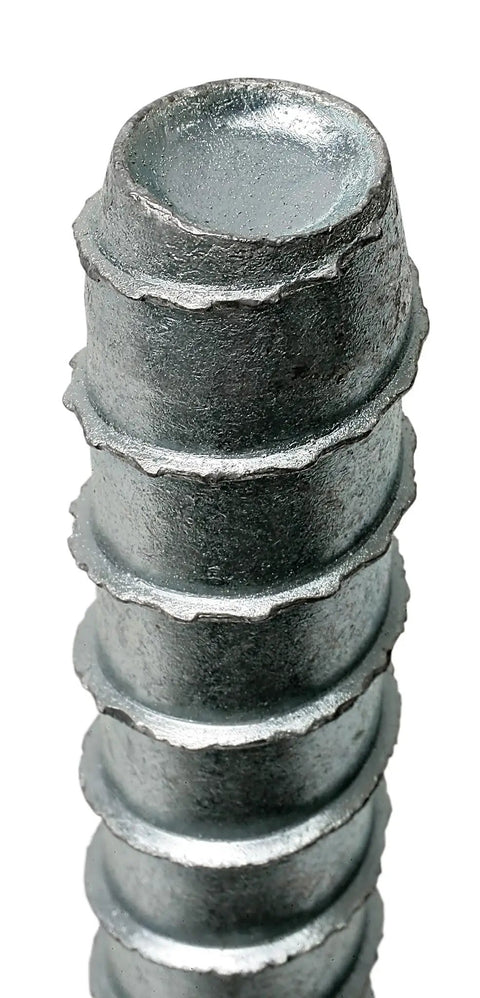 Close-up of Heavy Duty Screw Anchor For Concrete 5/8 Inch X 6 Inch Titen HD Hex Washer Head Zinc Plated showing thread detail