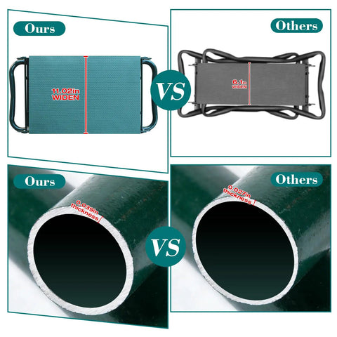 Comparison of Heavy Duty Garden Kneeler And Seat With Dual Tool Bags, Extra Wide 11.02 Inch Foldable Stool vs a narrower model