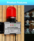 Heavy Duty 110V Water Level Alarm With High Low Detector 110dB Siren and Light Outdoor Rated Wall-Mounted Monitor
