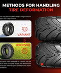 Image showing All Terrain Mud ATV UTV Tires 16x8-7 set of 2 with methods for handling tire deformation, including a side view of the tires.