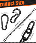 Close-up of Tough As Nails Stainless Steel Gate Chain Locks 6 Pack Adjustable Link Chains with carabiners and measurements.