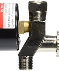 Precision Air Adjusting Valve For Paint Guns With Quick Swivel Design and Smooth Flow Regulation Up To One Seventy Five Psi side view showing brass and chrome components.