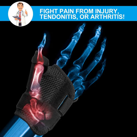 All Day Thumb And Wrist Support Brace For Carpal Tunnel Arthritis Tendonitis And De Quervains Thumb Spica with X-ray overlay