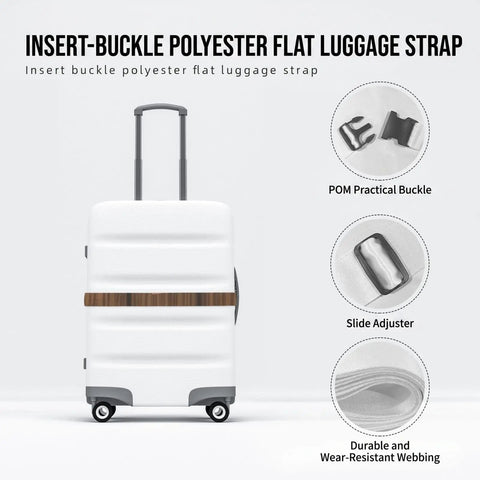 Stylish Steampunk Gears Luggage Strap With Adjustable Buckle Fits 20 To 32 Inch Bags For Secure Travel And Quick Release Easy Setup on white suitcase.