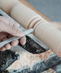 Using Dead On Precision Cryo Treated M2 High Speed Steel Bead Forming Chisel For Wood Lathe on wood with uniform beads.
