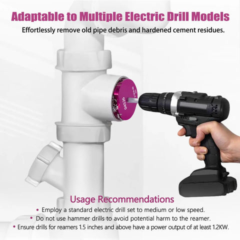 Using Eight Piece PVC Pipe Reamer Kit With Carbide Tips And Beefy Aluminum Body Fits SCH 40 PVC CPVC ABS Pipes on pipe with drill