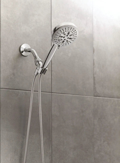High Pressure Chrome Shower Head With Handheld Sprayer, 8 Spray Settings, No Fuss Durable Multi Function Rainfall Massage Spray, mounted