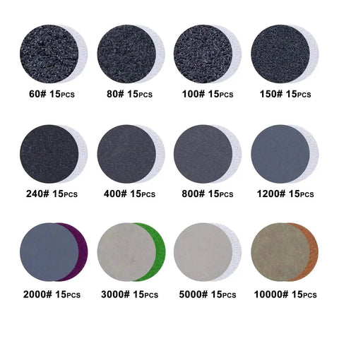 Check out these 191 Pieces Of One Inch Sanding Discs With Hook And Loop Fastening System Plus A Backing Pad For Wet Or Dry Sanding Jobs That Peel Switch In Seconds Without Tools And Dust Venting Holes Keep The Area Clean While You Work Like A Pro - assorted grit sizes including 60# to 10000# in packs of 15.