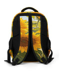 Back view of Dope Sunflower Field Oil Painting Backpack For Everyday Use Unisex Large Capacity Daypack With Durable Polyester